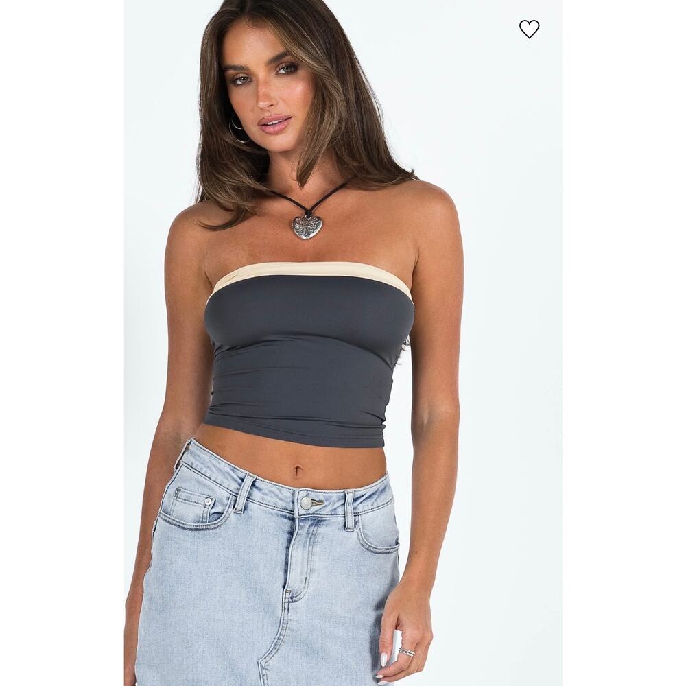 Princess Polly Women’s Crop Top – Size US 2 – Grey/Beige